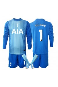 Tottenham Hotspur Guglielmo Vicario #1 Maalivahti Jalkapallovaatteet Lasten Vieraspeliasu 2025-26 Pitkähihainen (+ Lyhyet housut)